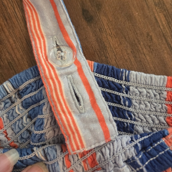 Anthropologie Blue Red Striped Cut Out Small Jumpsuit - Picture 5 of 10